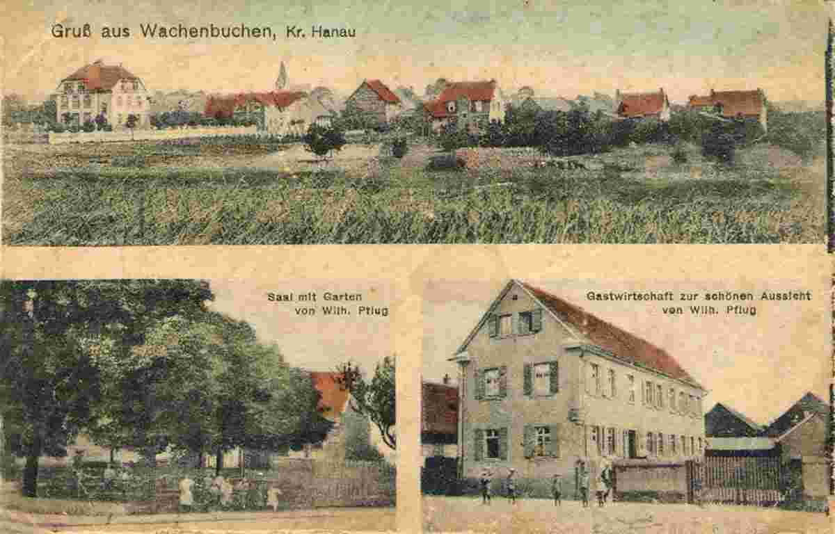 Maintal. Wachenbuchen - Saal mit Garten, Gastwirtschaft zur schönen Aussicht, um 1920