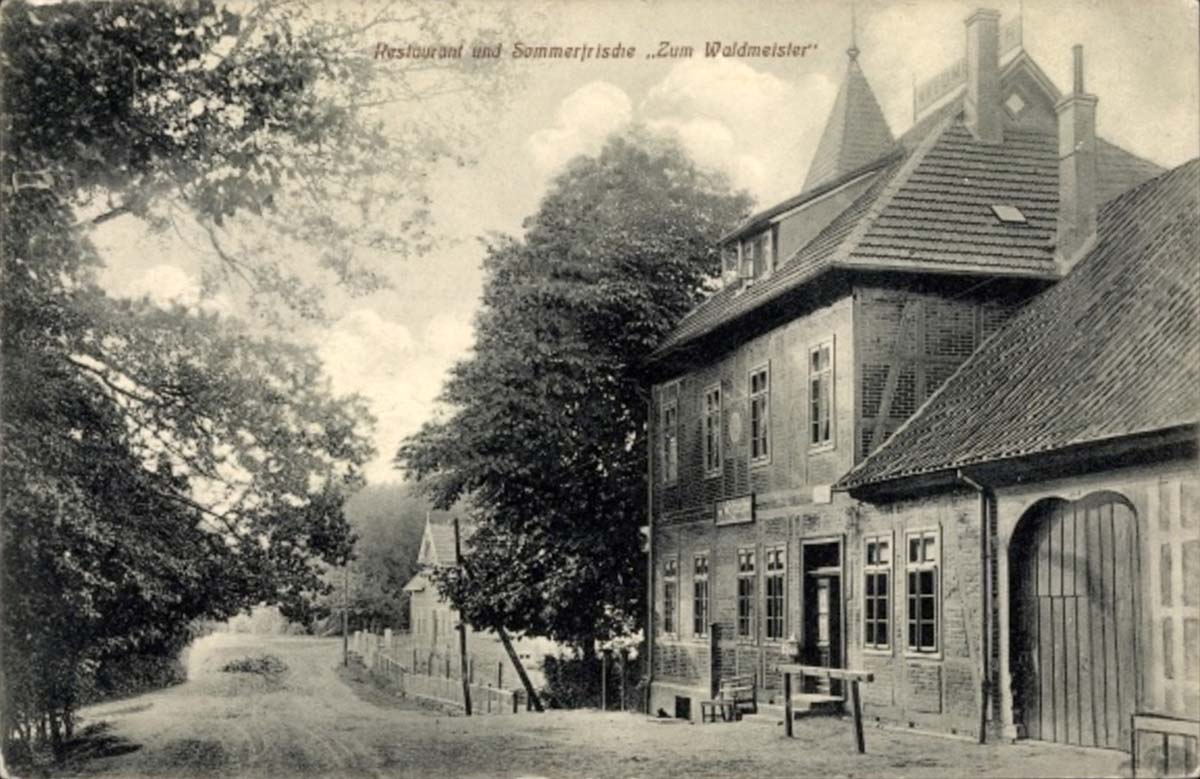Melle. Restaurant und Sommerfrische 'Zum Waldmeister', Besitzer F. Drees, 1910