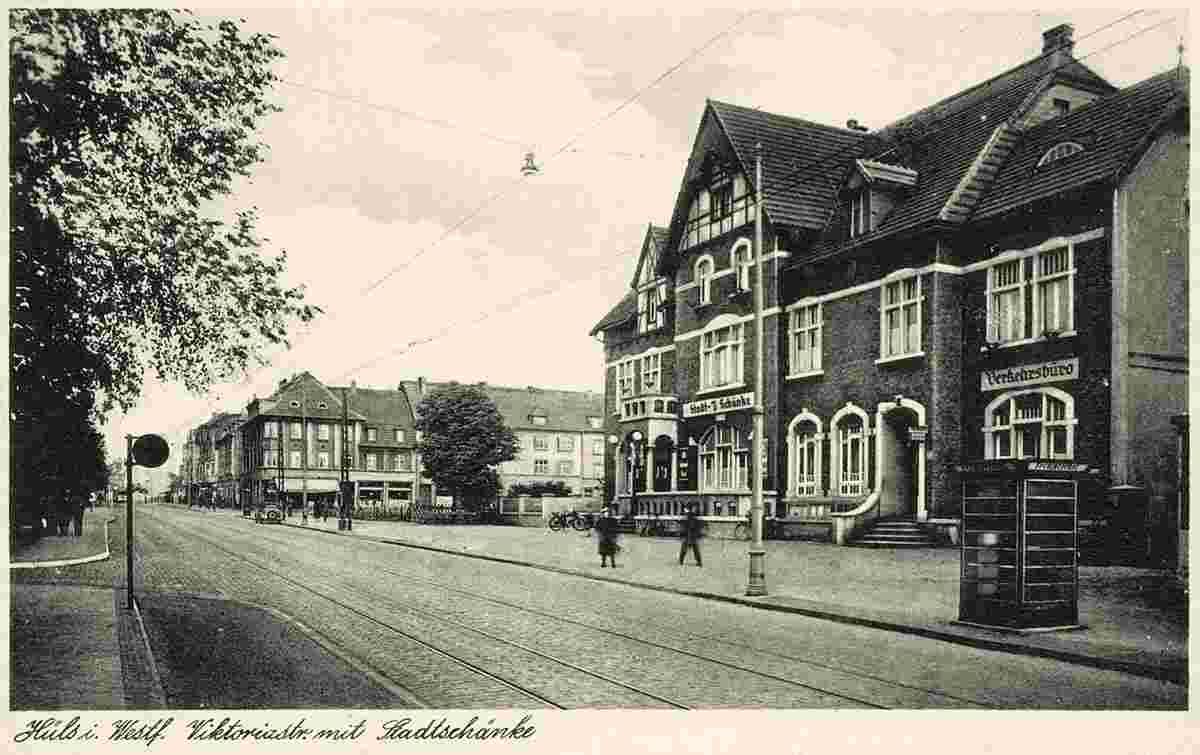 Marl. Hüls - Viktoriastraße mit Stadtschänke, 1935