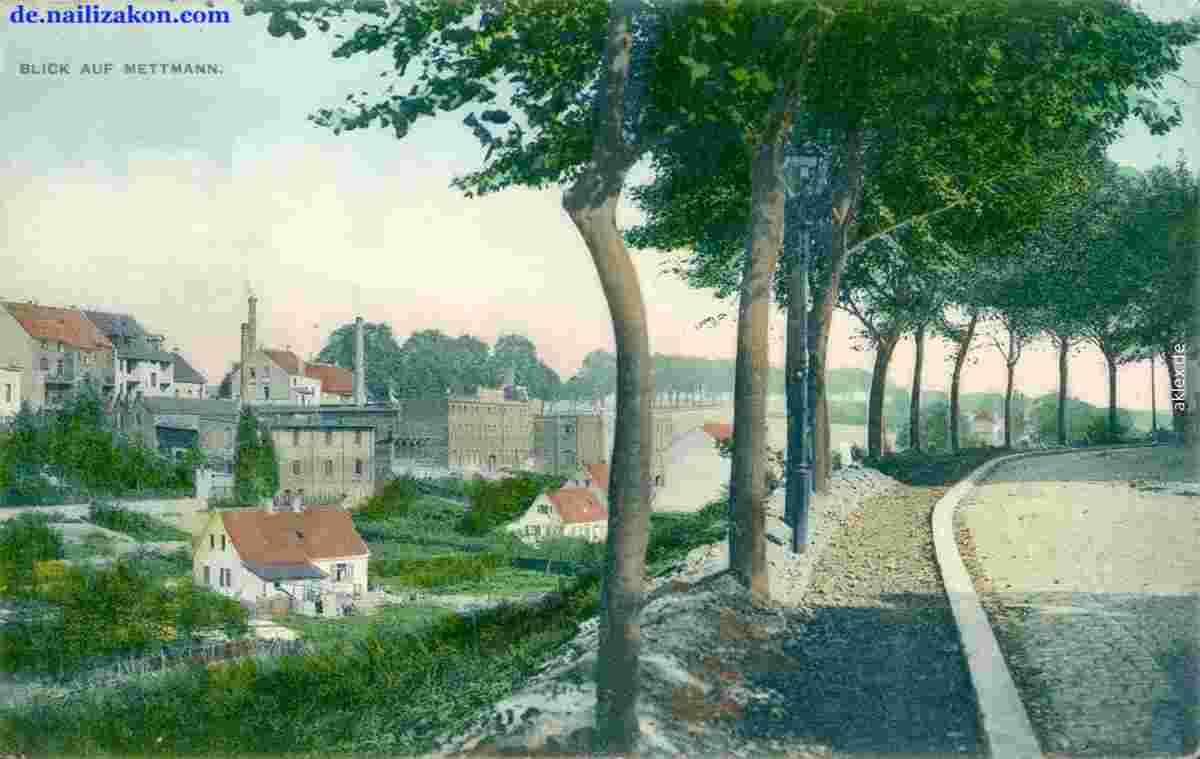 Mettmann. Panorama von Stadt und Fabrik, 1908