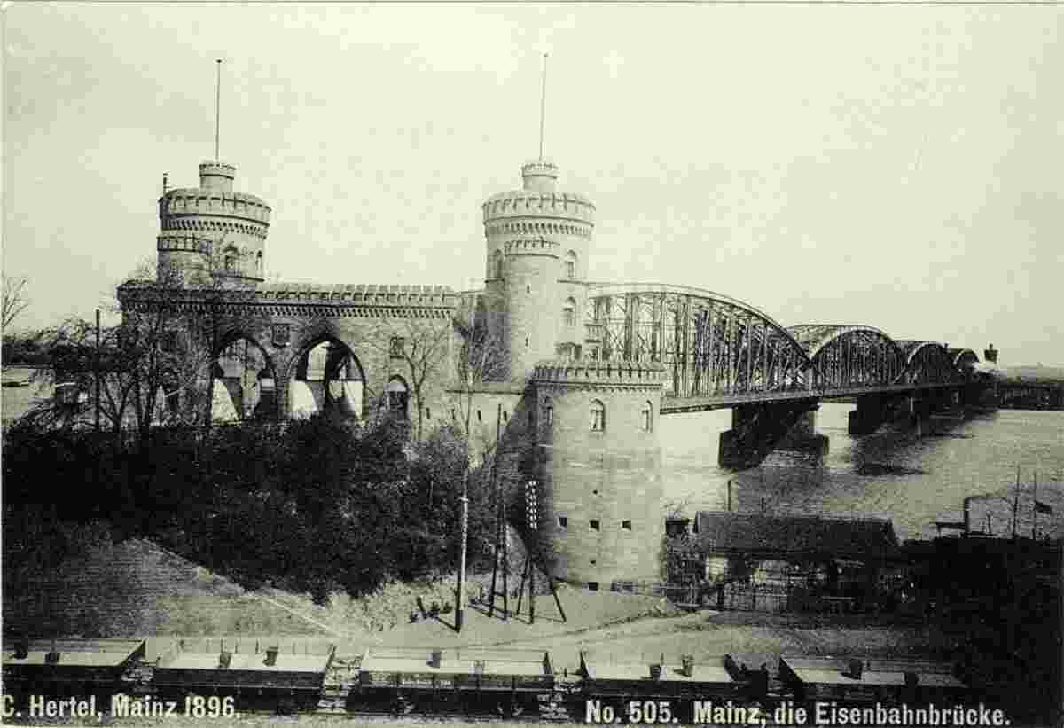 Mainz. Die Eisenbahnbrücke, 1896