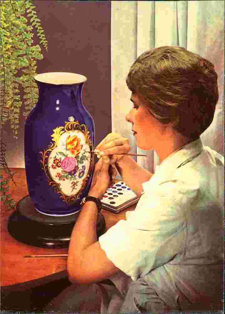 Meißen. Porzellan-Manufaktur - Malerin an Vase, 1965