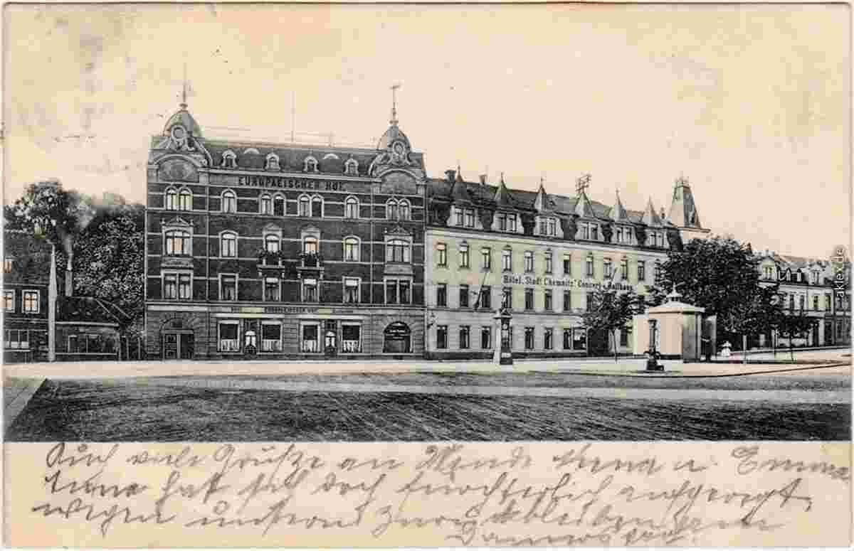 Mittweida. Hotel 'Europäischer Hof' und Hotel 'Stadt Chemnitz', 1909