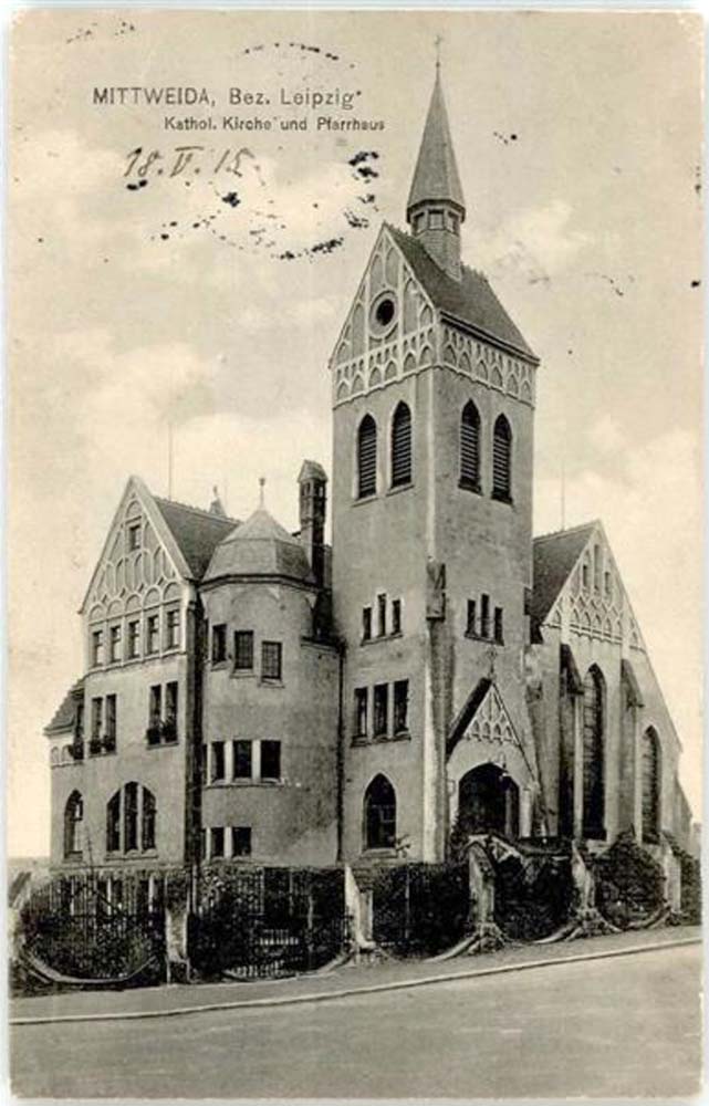 Mittweida. Katholische Kirche und Pfarrhaus, 1915