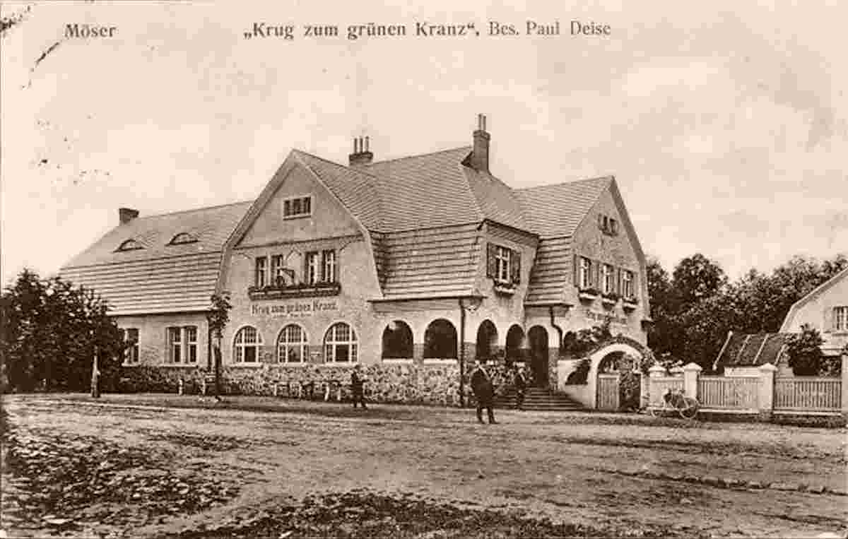 Möser. Gasthaus 'Krug zum grünen Kranz', Besitzer Paul Deise, 1916