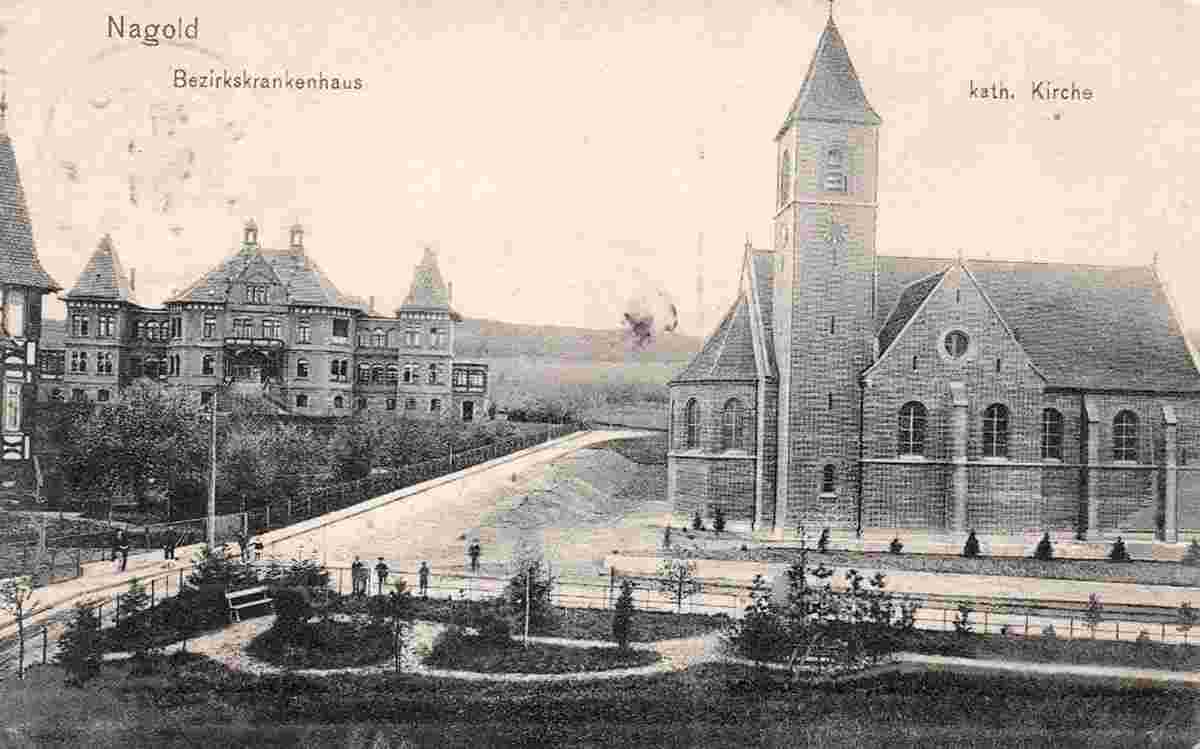 Nagold. Bezirkskrankenhaus, Katholische Kirche, 1907