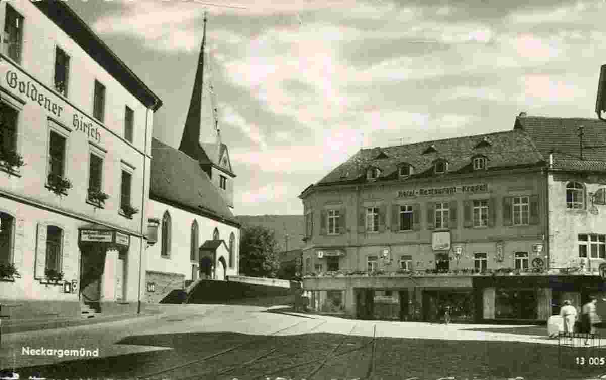 Neckargemünd. Hotel 'Goldener Hirsch' und Hotel-Restaurant 'Kredell', 1957
