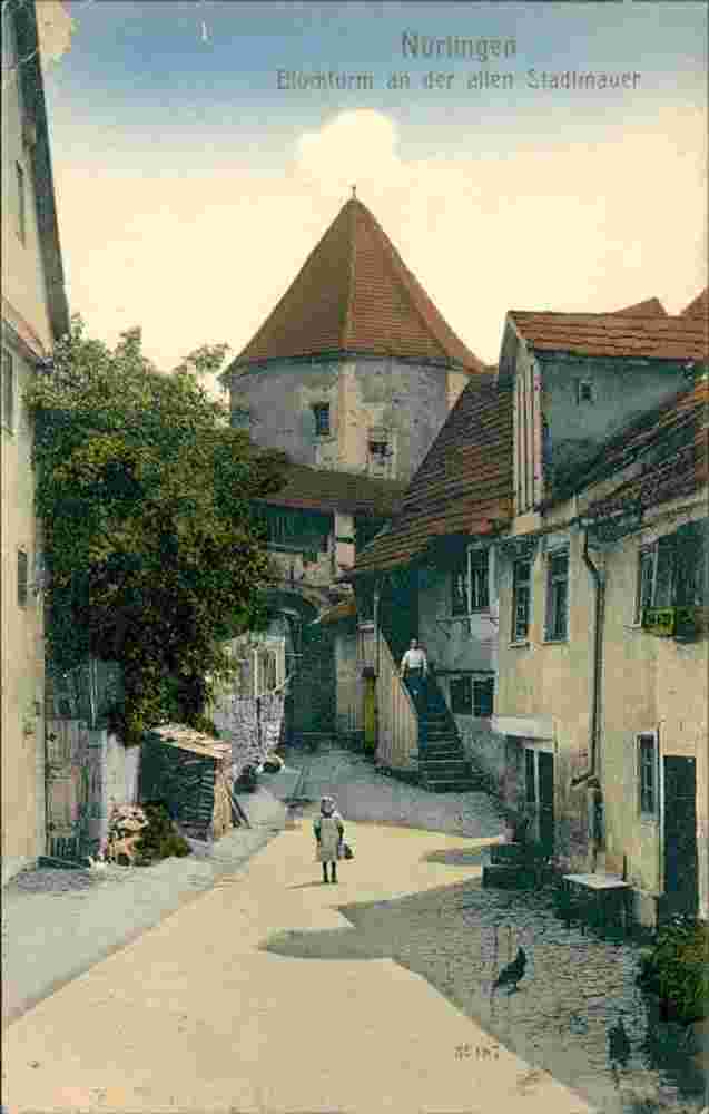 Nürtingen. Blockturm an der alten Stadtmauer, 1918