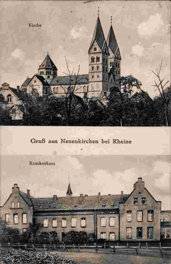 Neuenkirchen. Kirche und Krankenhaus, 1936