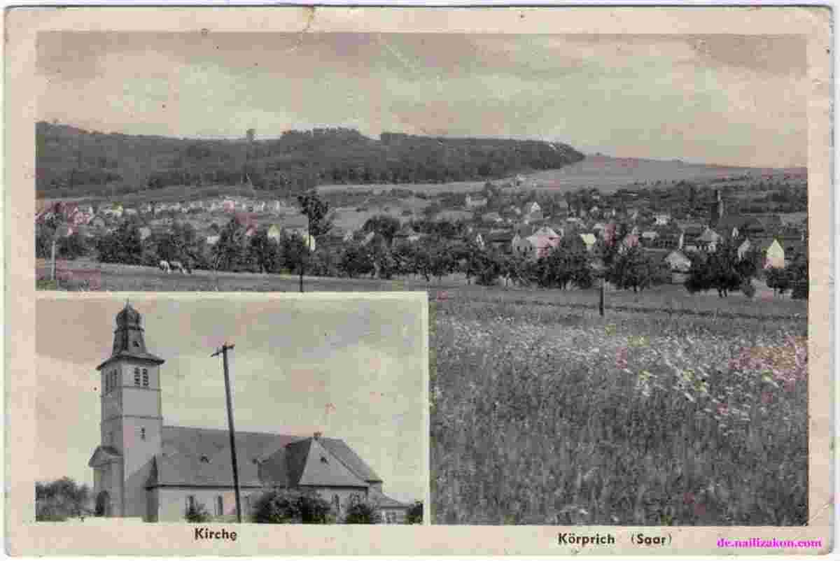 Nalbach. Körprich - Panorama von Orts und Kirche
