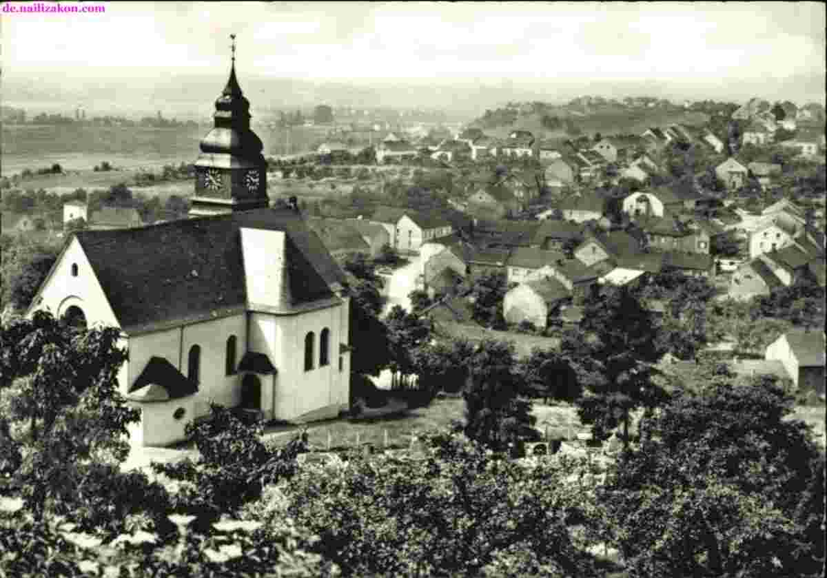 Nalbach. Piesbach - Panorama von Orts und Kirche