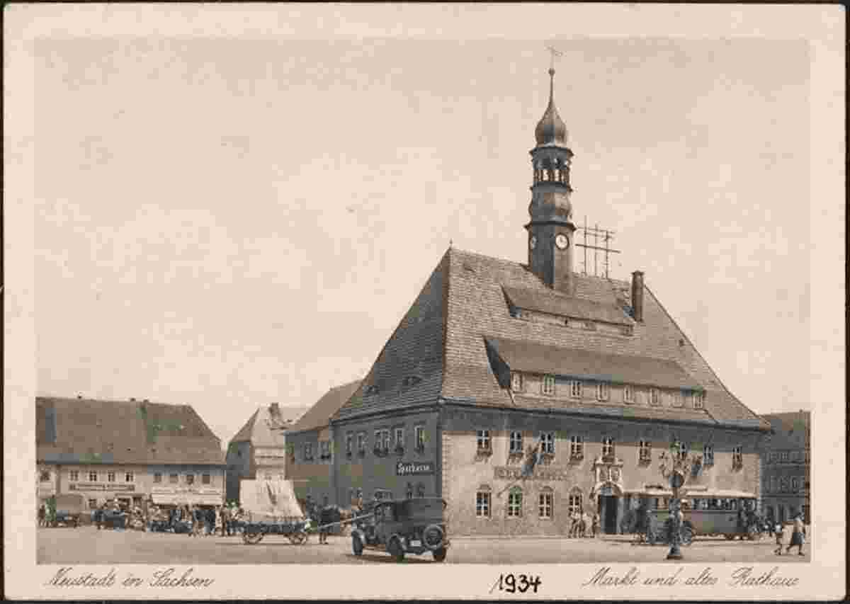 Neustadt in Sachsen. Markt und altes Rathaus, 1934