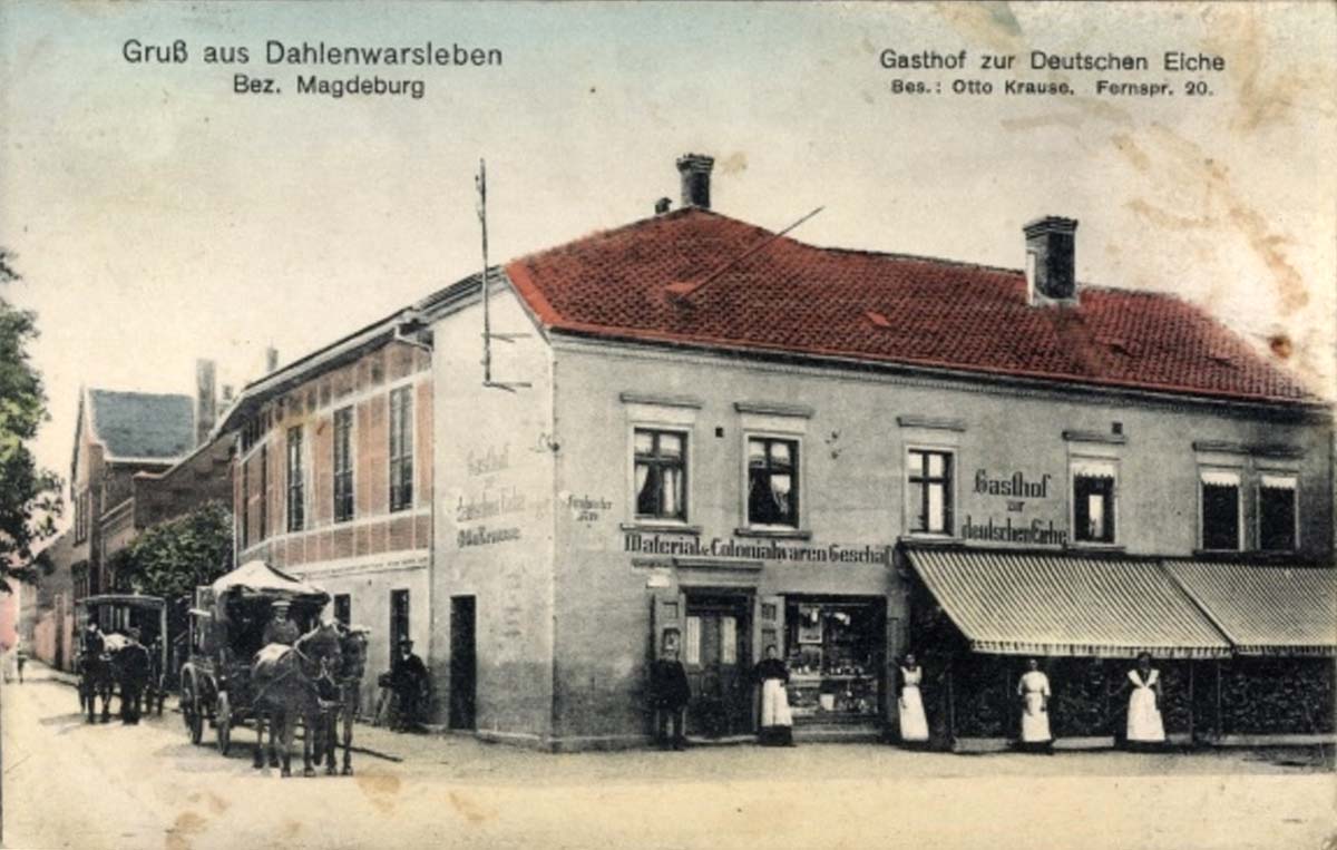 Niedere Börde. Dahlenwarsleben - Gasthof zur Deutschen Eiche, besitzer Otto Krause, 1919