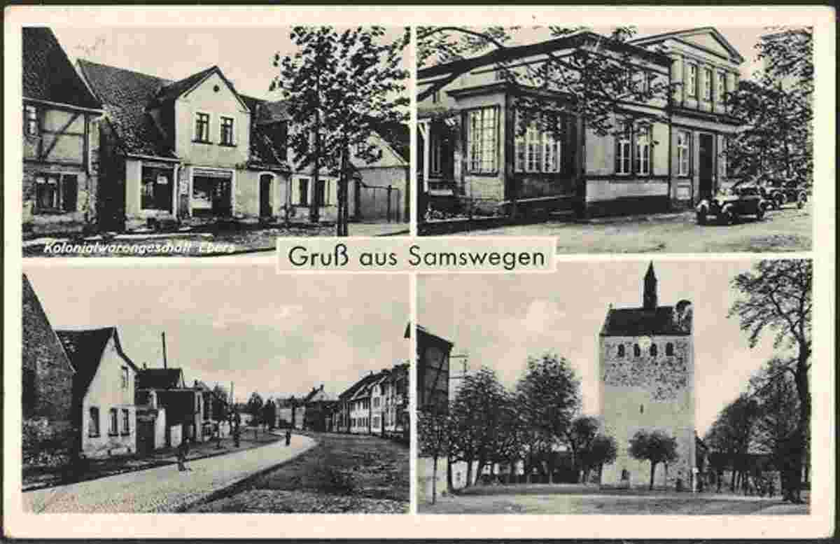 Niedere Börde. Samswegen - Kolonialwarengeschäft Ebers, Kirche