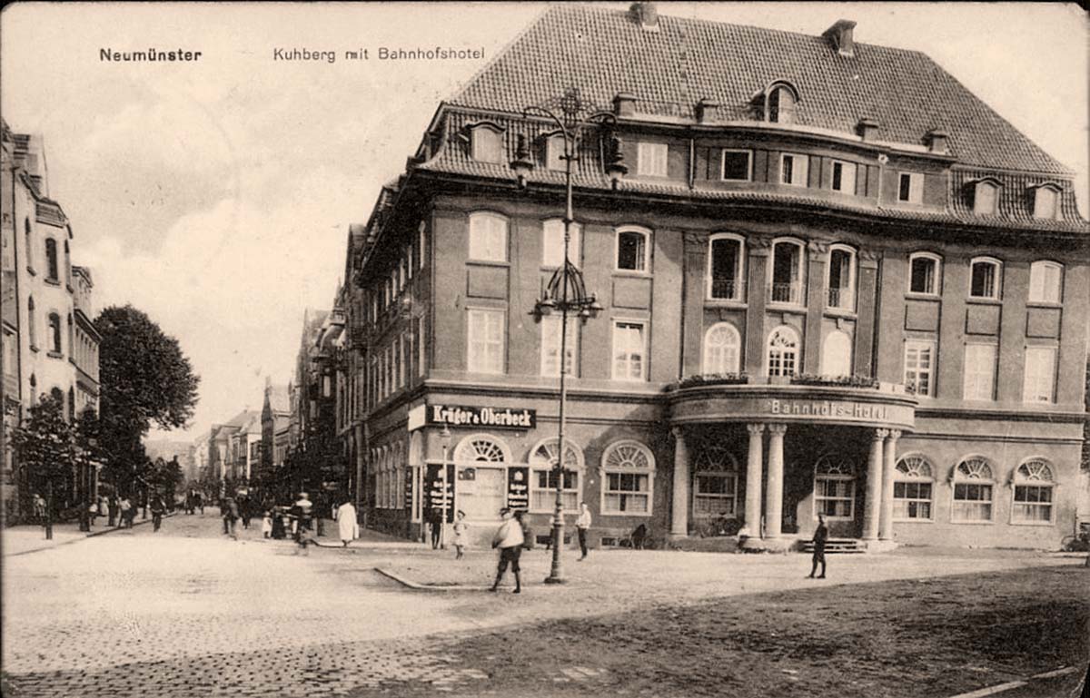Neumünster. Bahnhof's-Hotel und Kuhberg, 1918