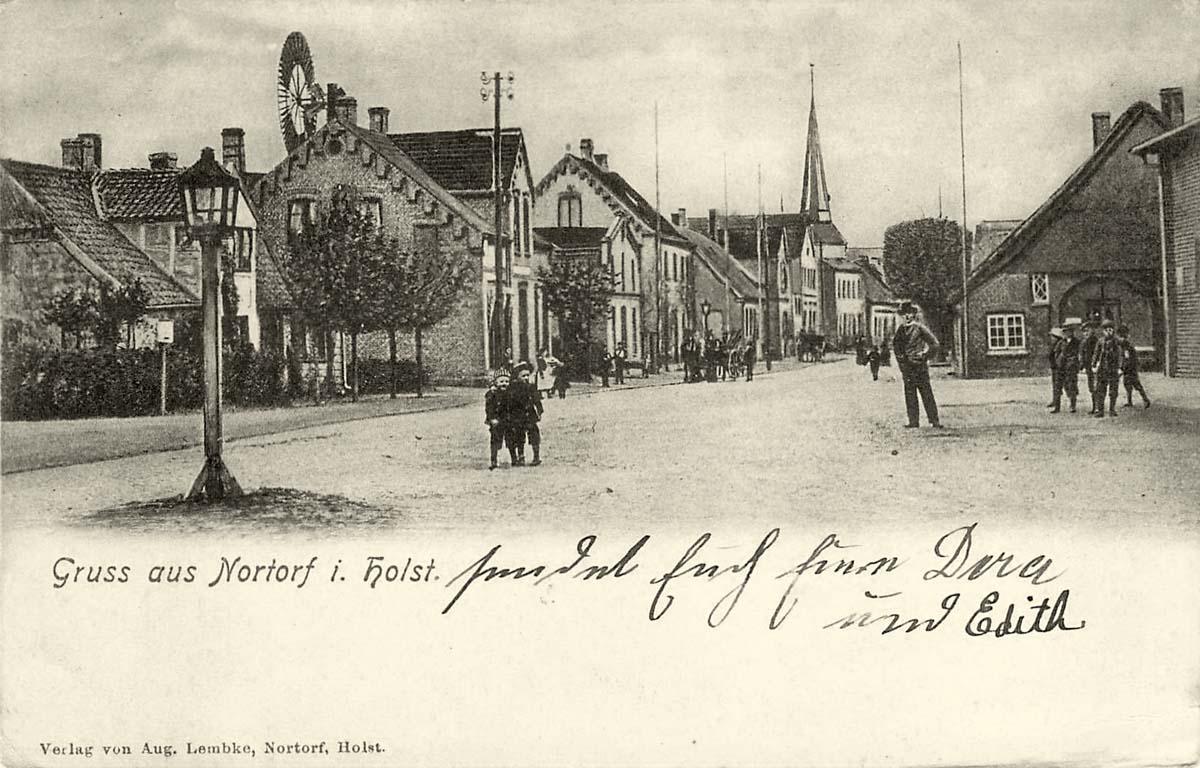 Nortorf. Panorama der Stadtstraße, um 1900