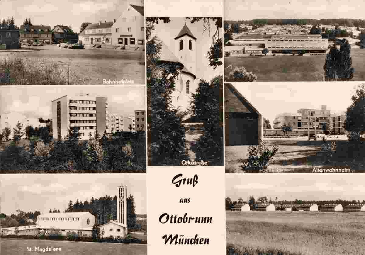 Ottobrunn. Bahnhofplatz, St Magdalena, 1971