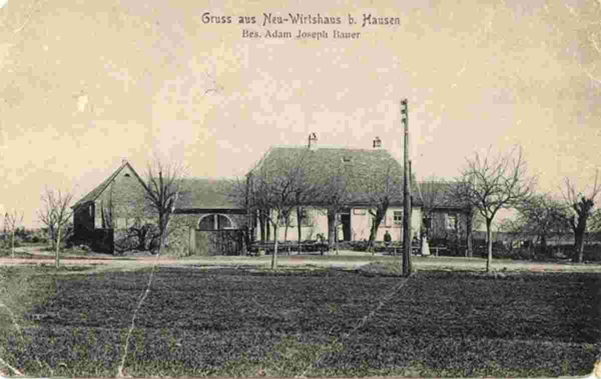 Obertshausen. Hausen - Neu-Wirtshaus an der 'Alten Straße', Besitzer Adam Joseph Bauer, um 1900