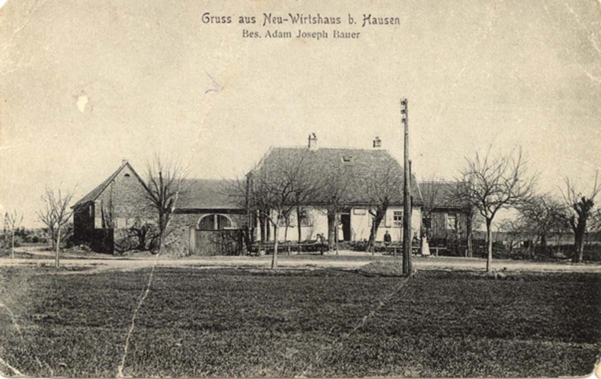 Obertshausen. Hausen - Neu-Wirtshaus an der 'Alten Straße', Besitzer Adam Joseph Bauer, um 1900