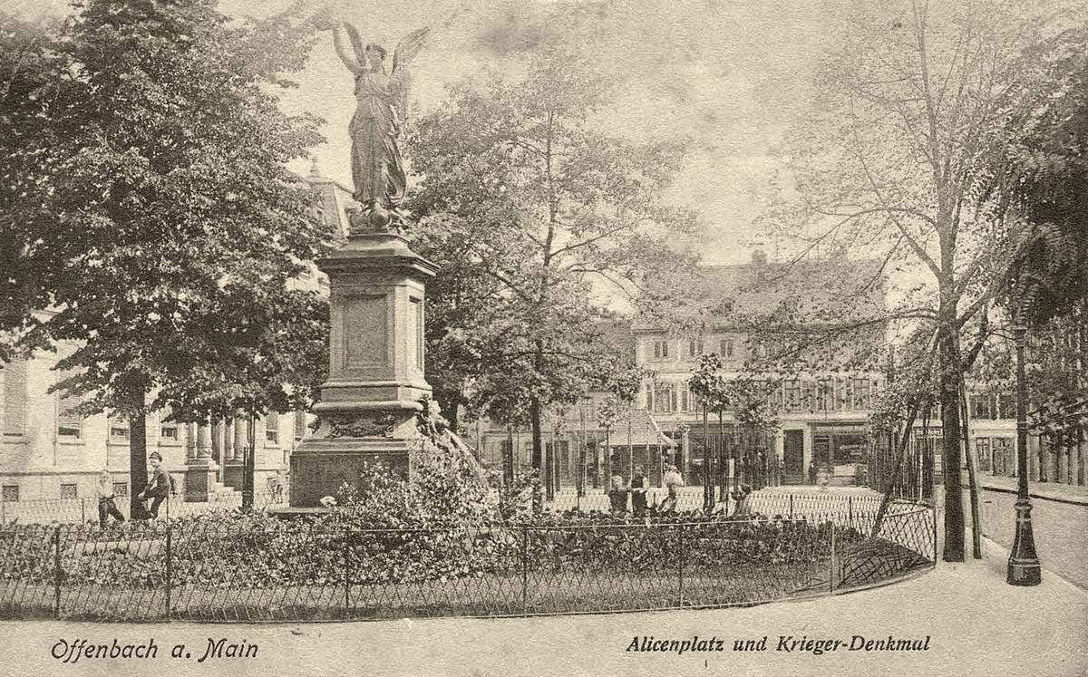 Offenbach am Main. Alicenplatz und Krieger-Denkmal, 1920