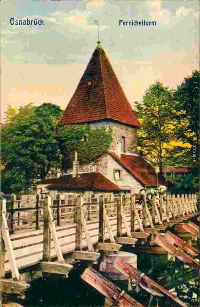Osnabrück. Holzbrücke und Pernickelturm, 1912