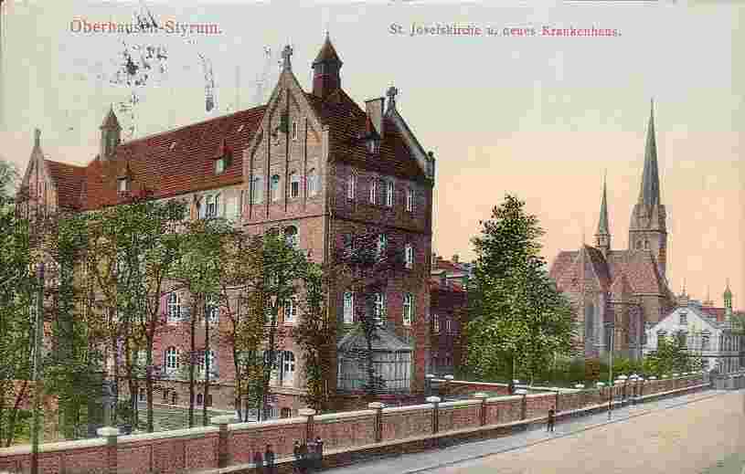 Oberhausen. St. Josefskirche und Neues Krankenhaus