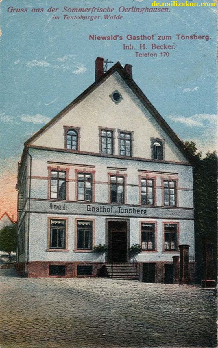 Oerlinghausen. Gasthof zum Tönsberg, Inhaber H. Becker, 1921