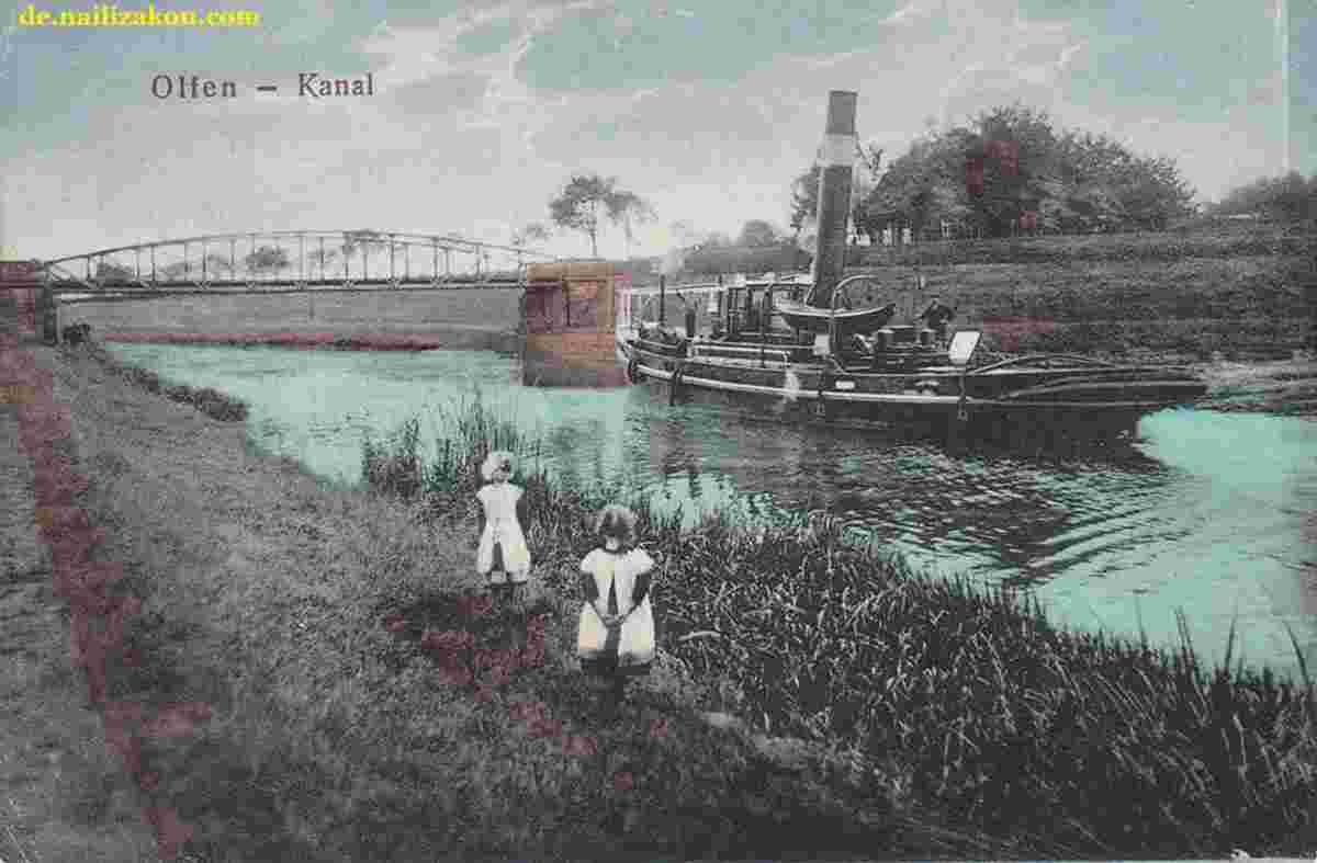 Olfen. Kanal mit Dampfer, 1924
