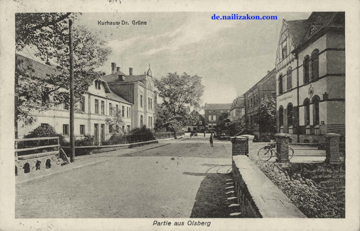 Olsberg. Sanatorium Dr. Grüne (links) und straßenpanorama