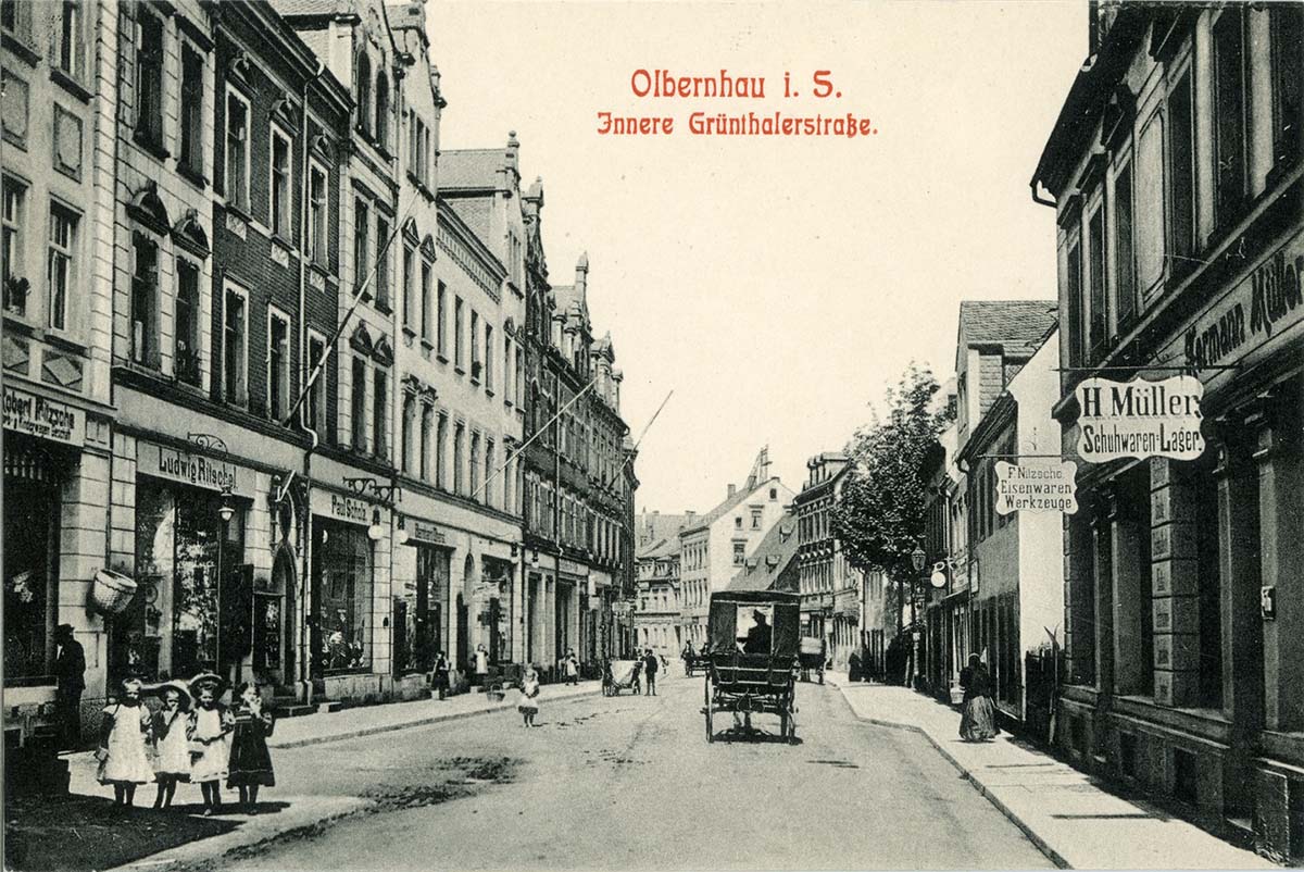 Olbernhau. Innere Grünthaler Straße, 1910