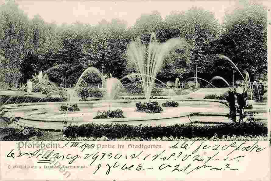 Pforzheim. Brunnen im Stadtgarten, 1903