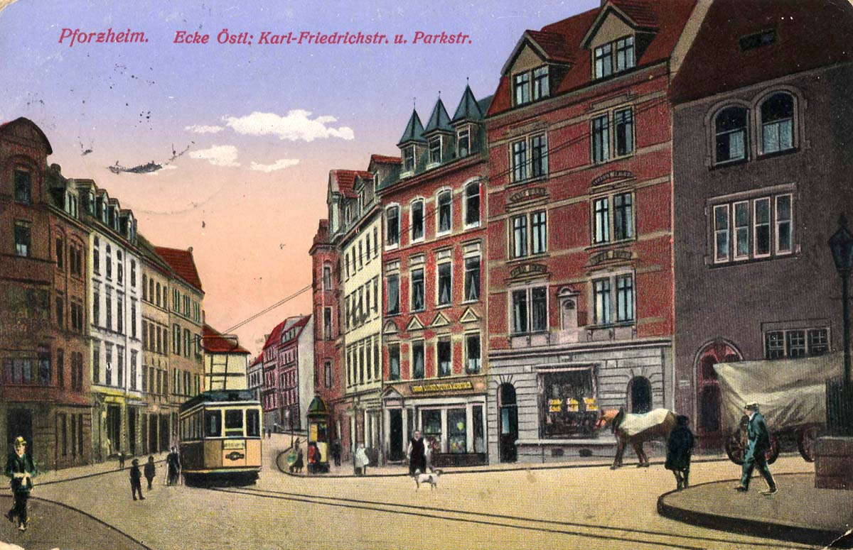 Pforzheim. Ecke Karl-Friedrich-Straße und Parkstraße, 1916