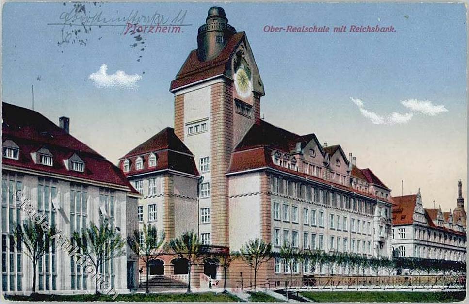 Pforzheim. Ober-Realschule mit Reichsbank