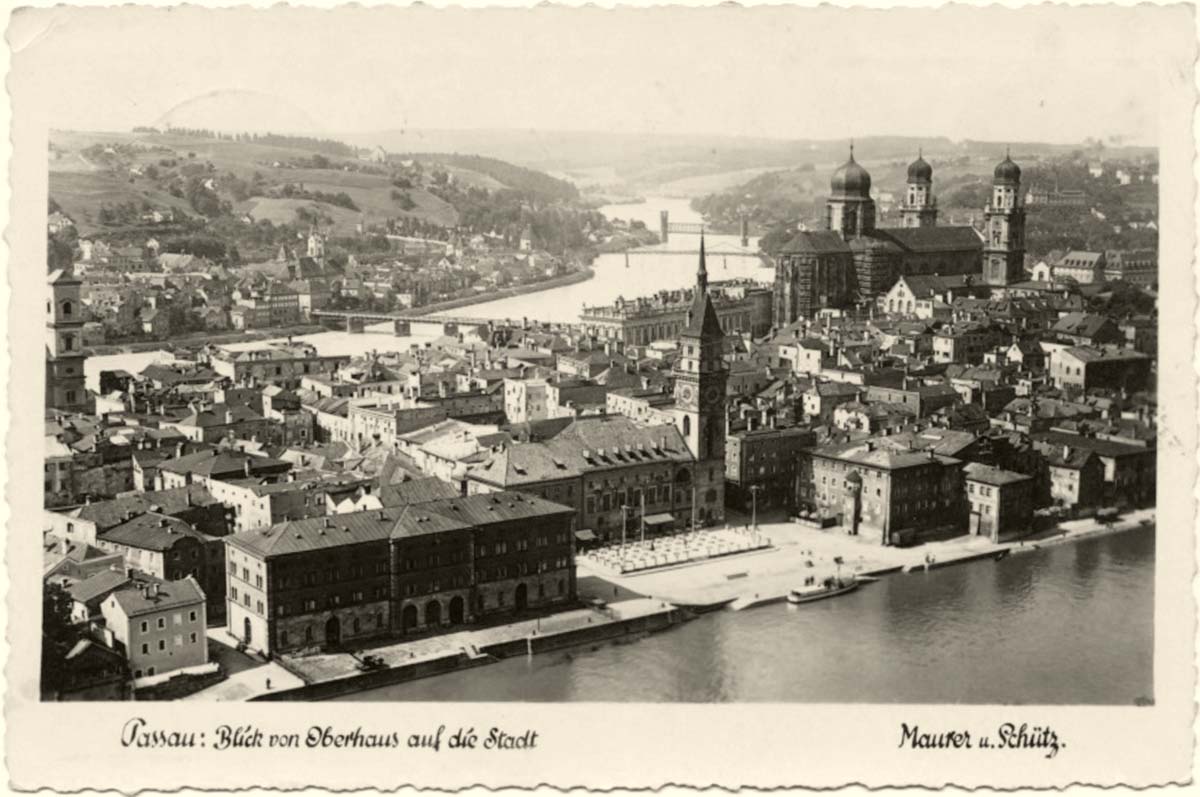 Passau. Blick vom Oberhaus auf Stadt, um 1930