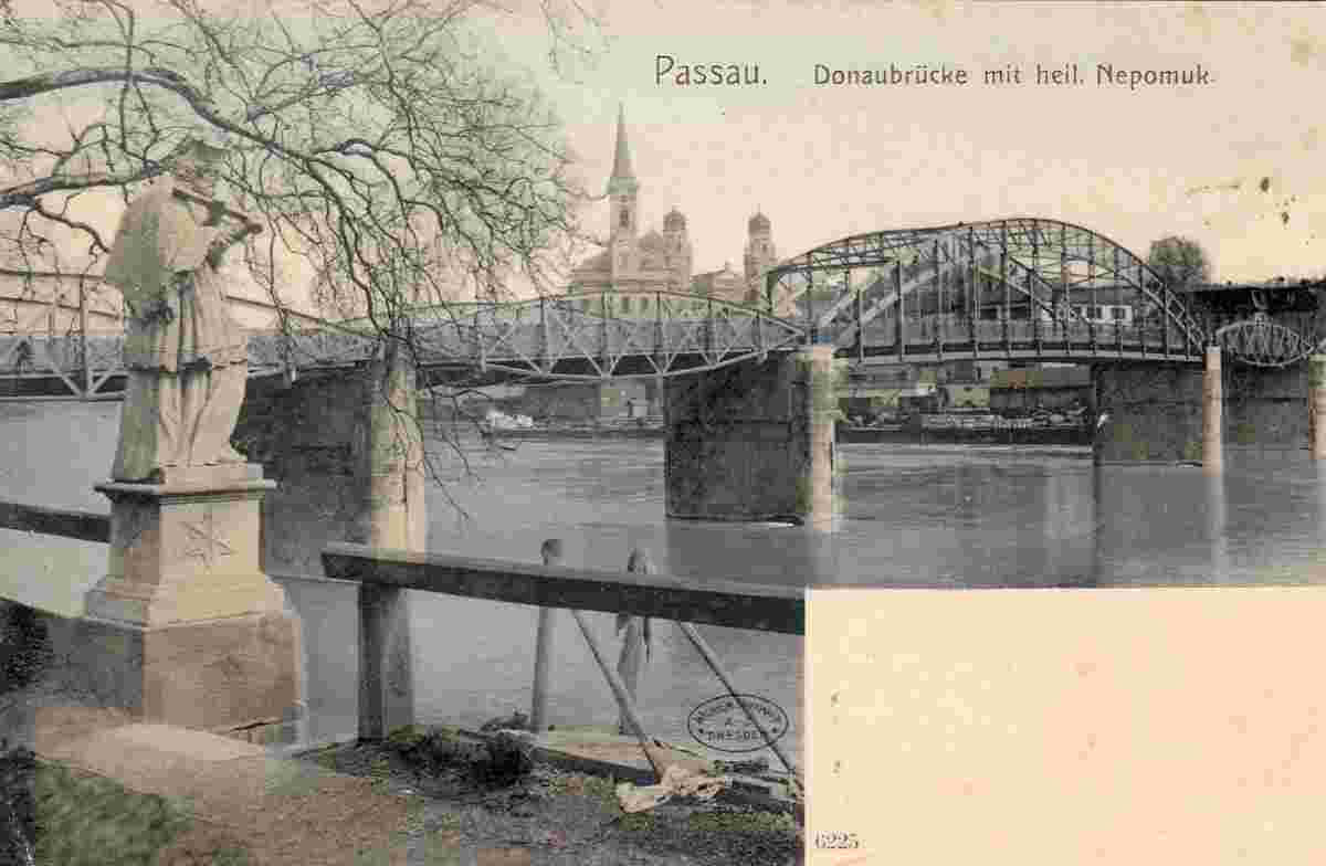 Passau. Donaubrücke mit heilige Nepomuk