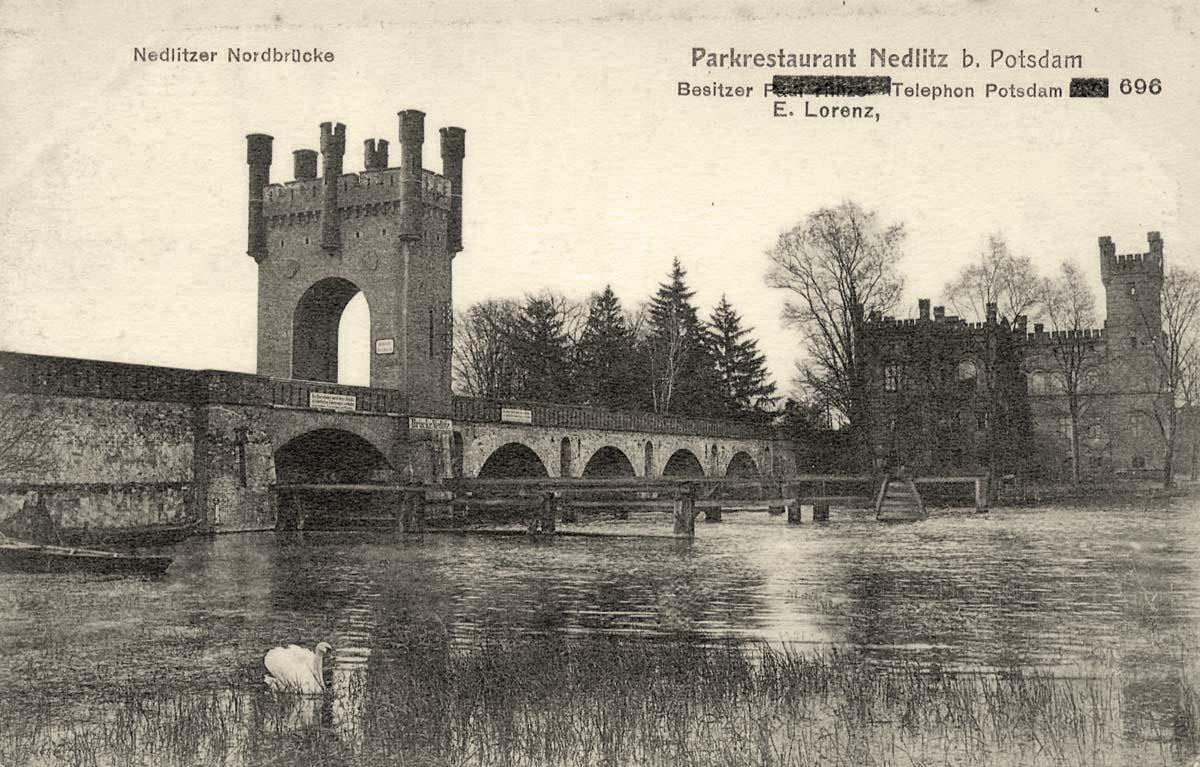 Potsdam. Nedlitzer Nordbrücke, Parkrestaurant Nedlitz, 1919
