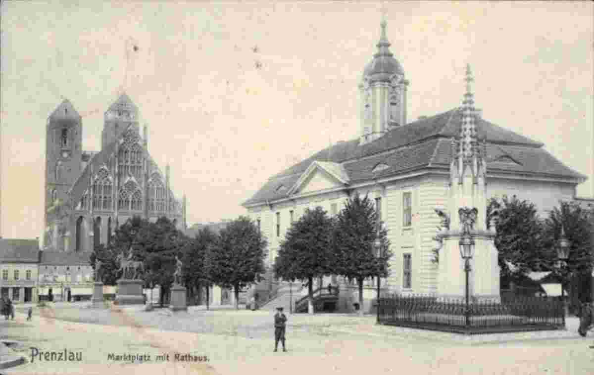 Prenzlau. Marktplatz mit Rathaus, 1908