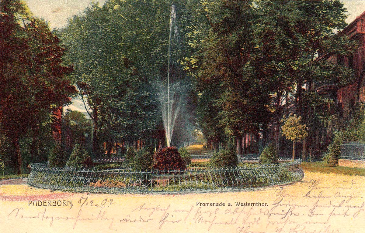 Paderborn. Westerntor, brunnen und promenade, 1902