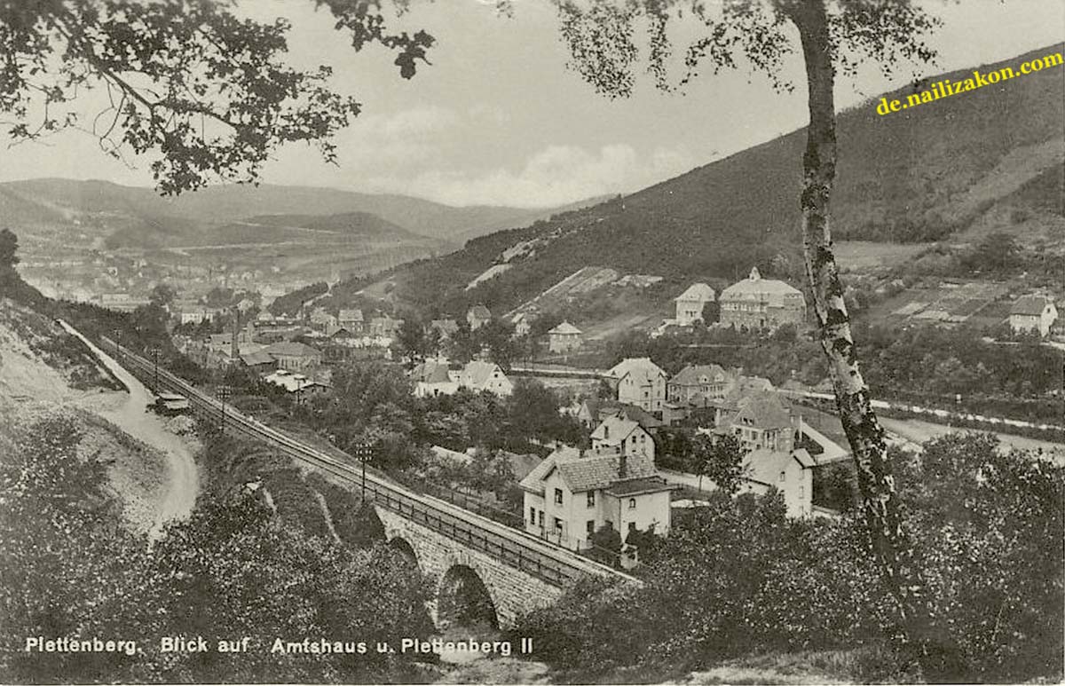 Plettenberg. Blick auf Amtshaus und Eisenbahn, Plettenberg II, 1929