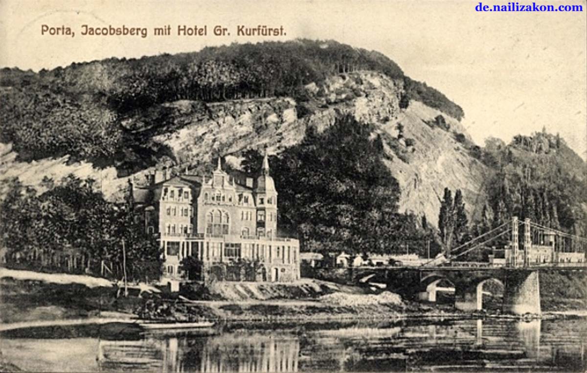Porta Westfalica. Blick auf Jacobsberg mit Hotel Großer Kurfürst