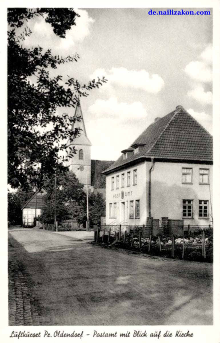 Preußisch Oldendorf. Postamt und Kirche