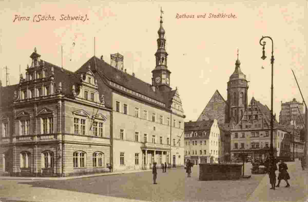 Pirna. Rathaus und Stadtkirche