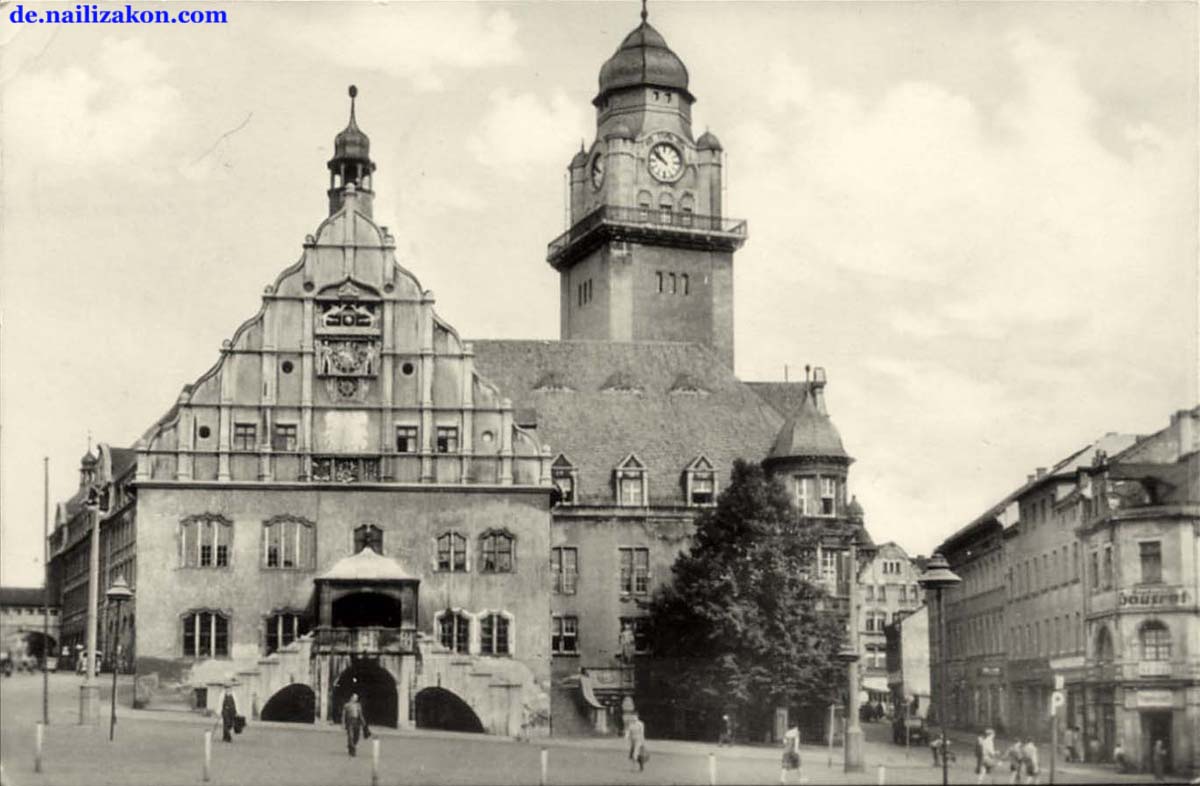 Plauen. Altmarkt mit Rathaus, 1958