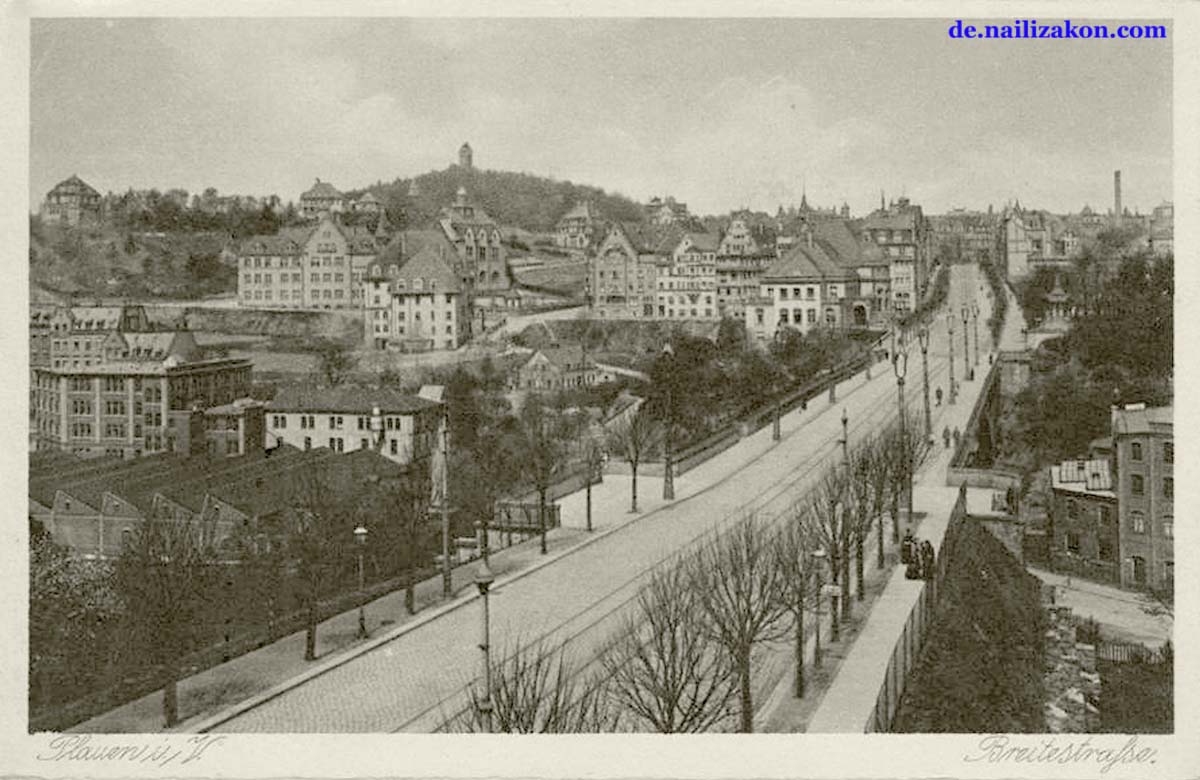 Plauen. Friedrich August-Brücke und Friedensstraße