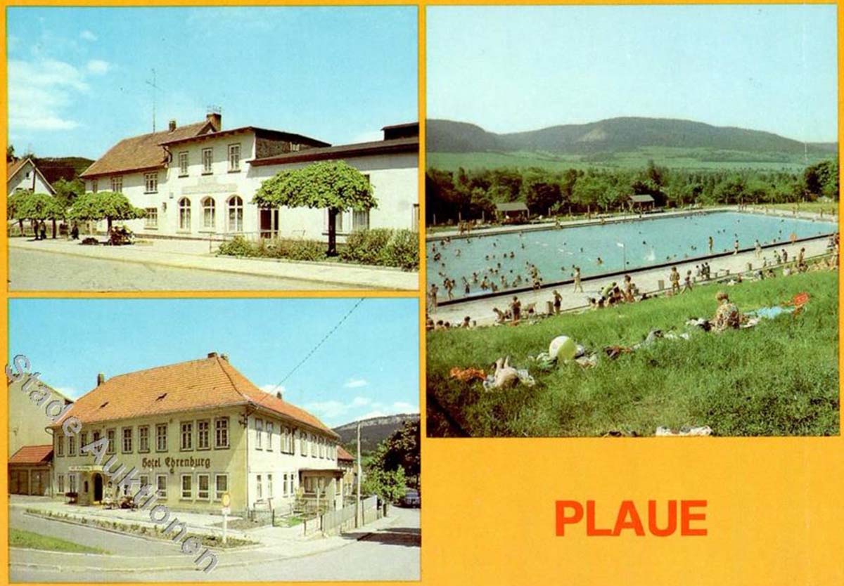 Plaue. Schwimmbad, Hotel Plauescher Grund, Gasthaus Ehrenburg