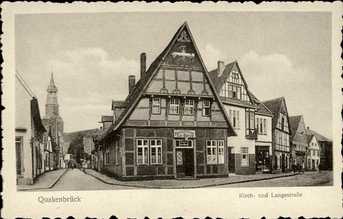 Quakenbrück. Kirch- und Lange Straße, um 1920