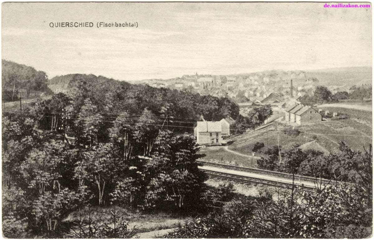 Quierschied. Panorama von Stadt und Eisenbahn, 1914