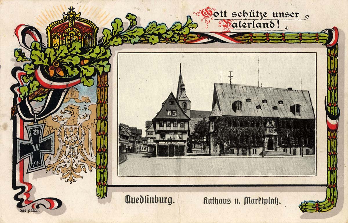 Quedlinburg. Rathaus und Marktplatz, 1915