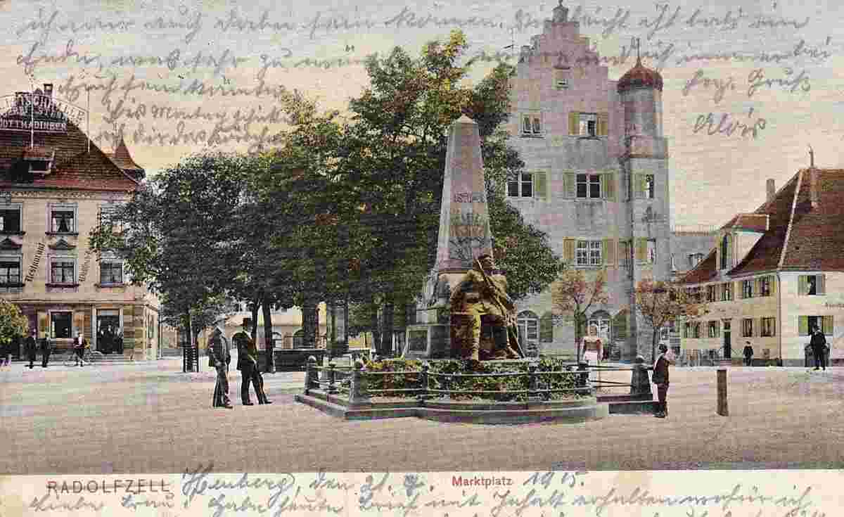 Radolfzell am Bodensee. Marktplatz mit Kriegerdenkmal, 1915