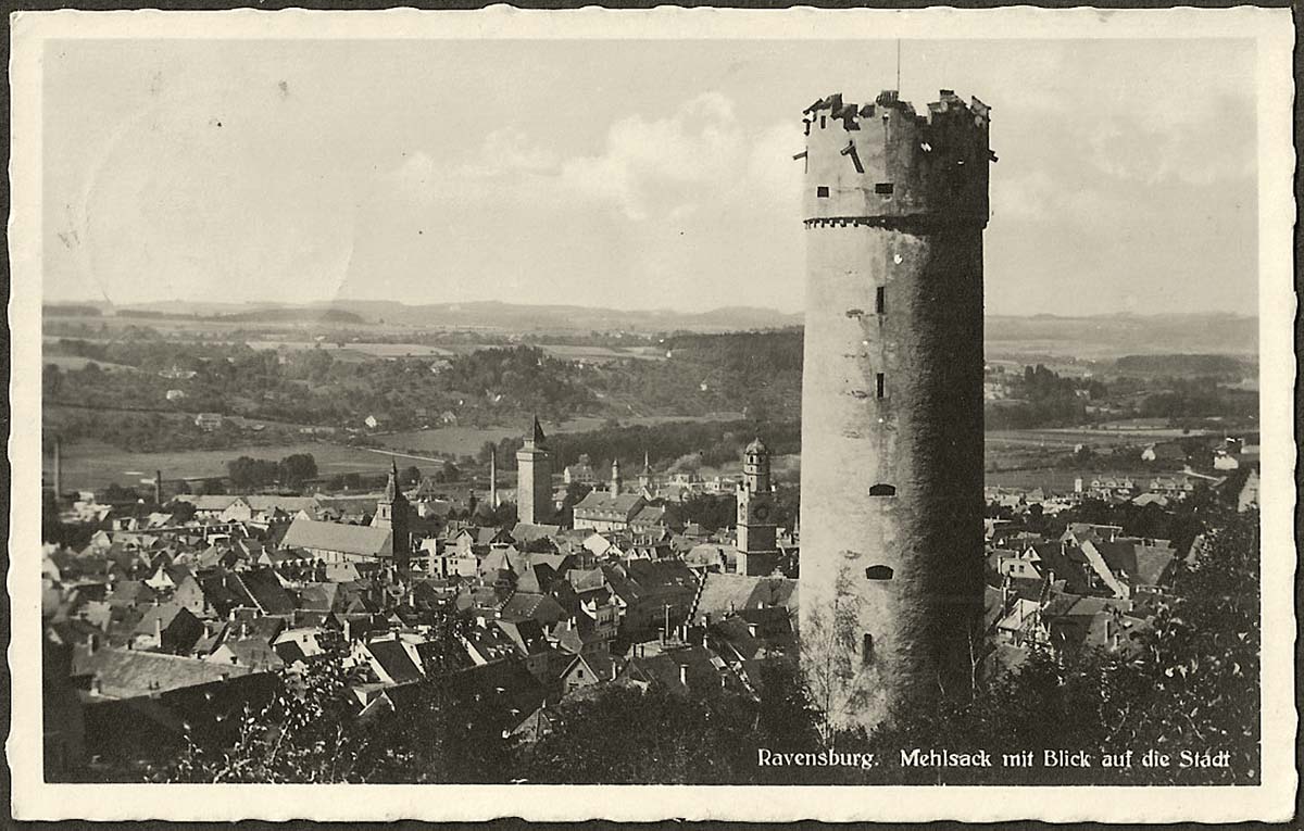 Ravensburg. Mehlsack mit Blick auf die Stadt, 1935